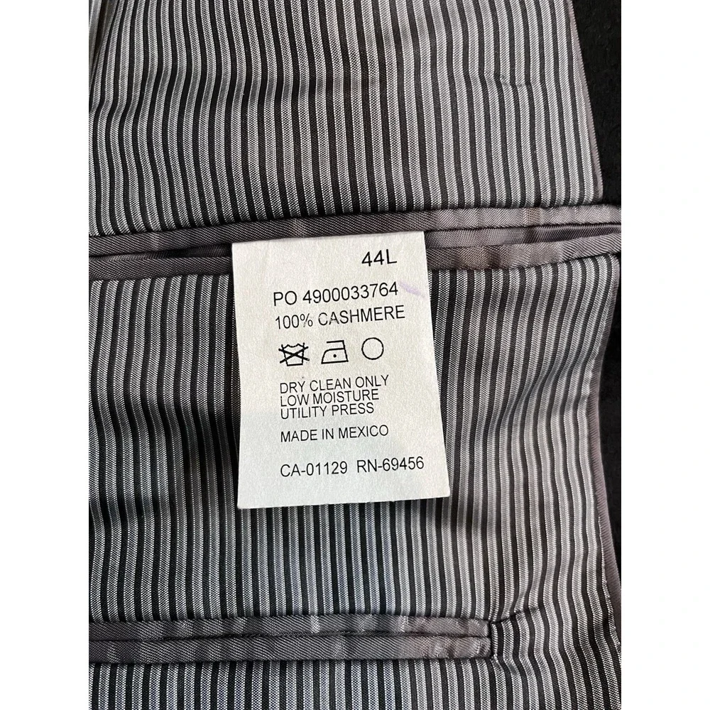 Calvin Klein‎ Mens 44L Onyx Black 100% Cashmere Blazer Sport Coat 2 Button